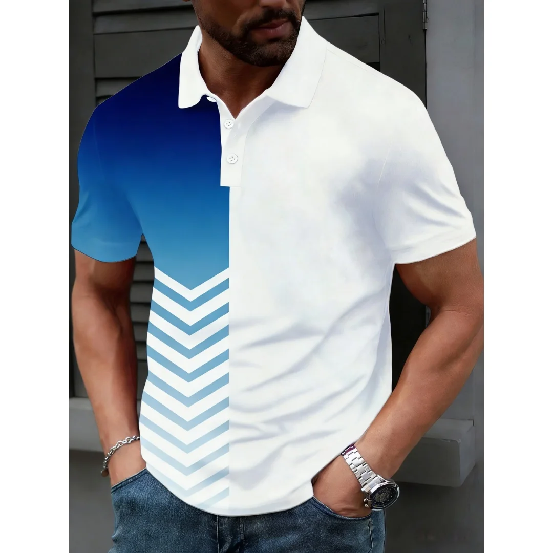 Striped Men's Minimalist Business Casual 3D Printed Polo Shirt Street Polyester Short Sleeved Fashion Lapel Summer Polo Shirt
Striped Men's Minimalist Business Casual 3D Printed Polo Shirt Street Polyester Short Sleeved Fashion Lapel Summer Polo Shirt