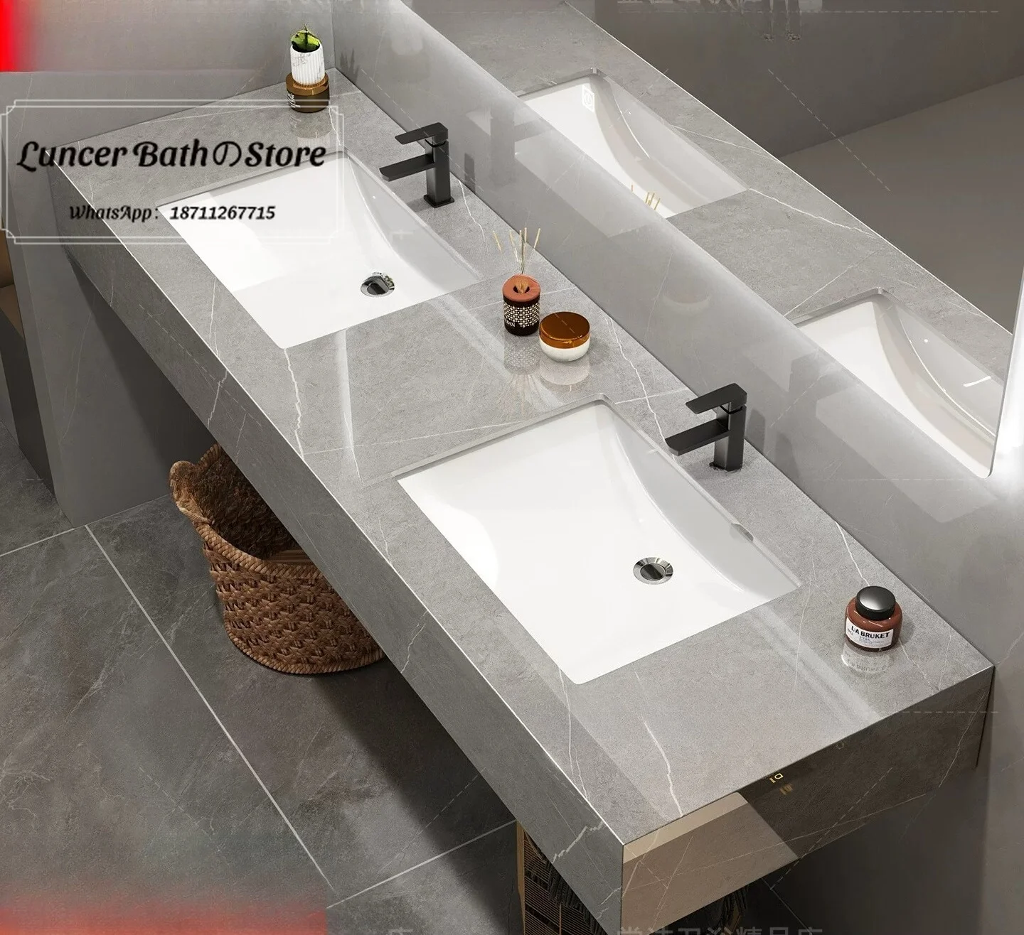 Glossy Sintered Stone Double Basin Vanity, Hand Wash Sink Set for Bathroom, Ceramic Basin Bathroom Cabinet Combo
Glossy Sintered Stone Double Basin Vanity, Hand Wash Sink Set for Bathroom, Ceramic Basin Bathroom Cabinet Combo