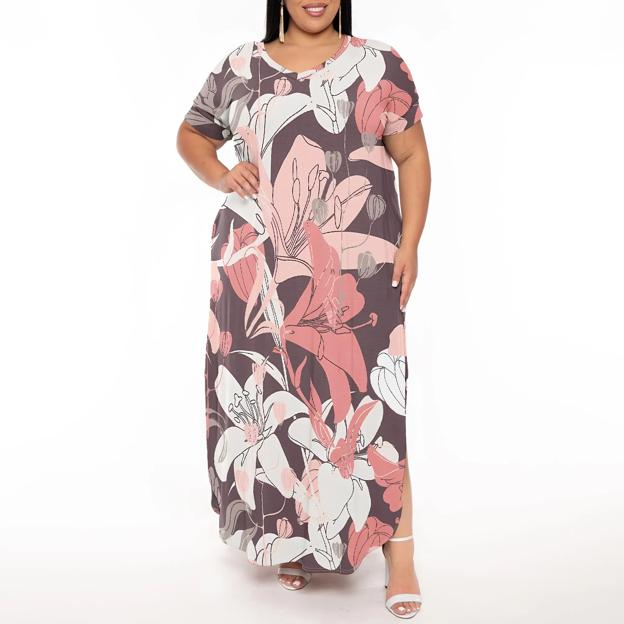 Elegant Floral Print Long Sleeve Plus Size Maxi Dress with Waist Belt for Special Occasions
Elegant Floral Print Long Sleeve Plus Size Maxi Dress with Waist Belt for Special Occasions