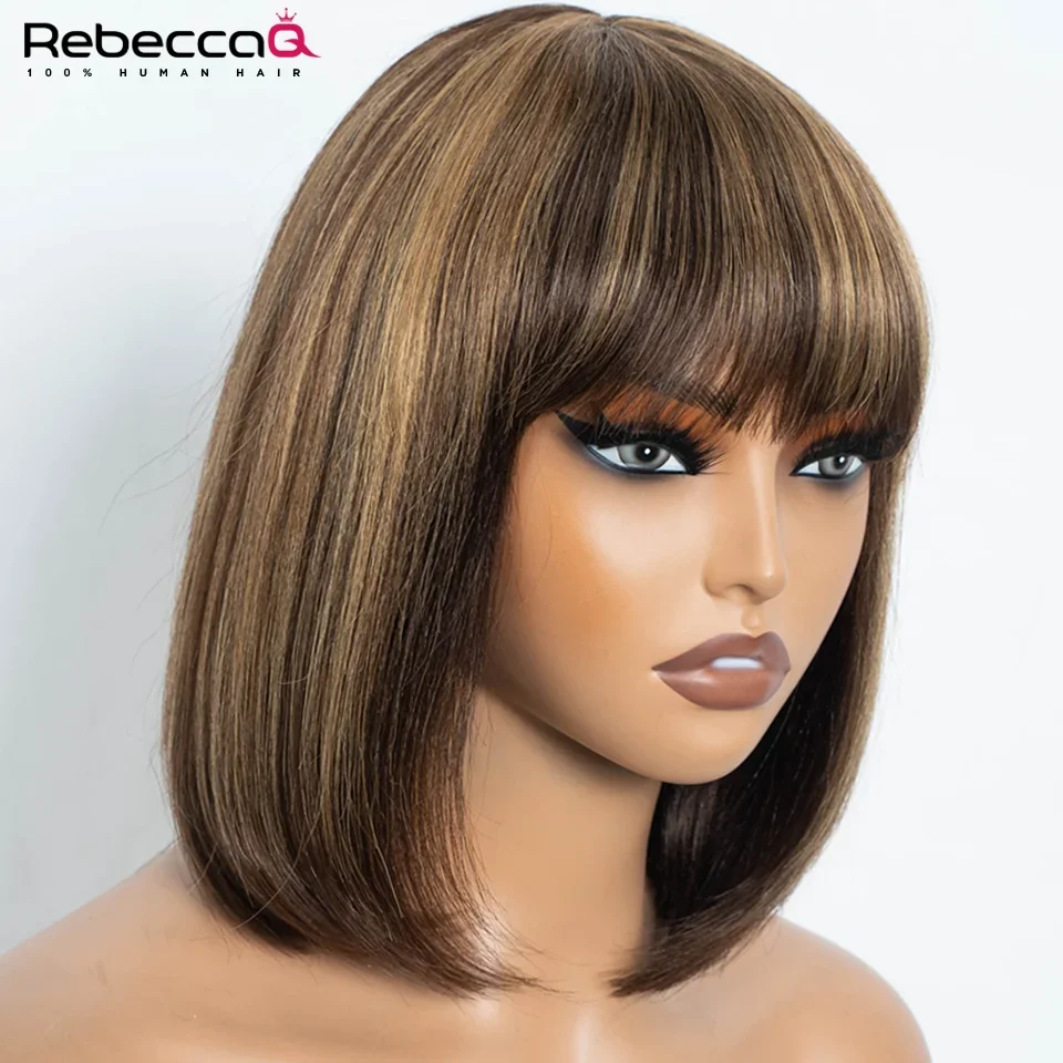 100% Human Hair For Black Women Highlight Short Bob Wig Blonde Short Bob Hair Wig With Bangs Peruvian Full Machine Made wigs
100% Human Hair For Black Women Highlight Short Bob Wig Blonde Short Bob Hair Wig With Bangs Peruvian Full Machine Made wigs