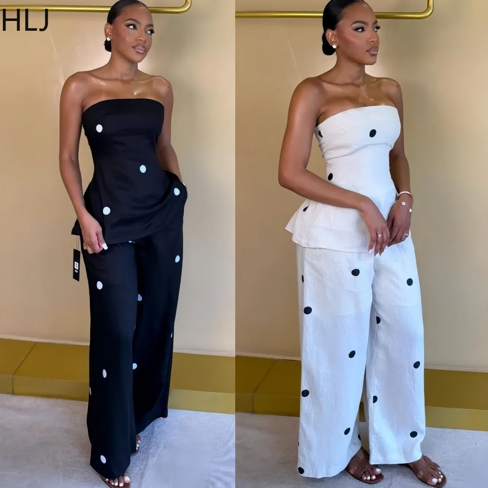 HLJ Women Polka Dot 2 Piece Outfits Elegant Bandeau Tube Top + High Waist Wide Leg Pants Set Summer Casual Streetwear Holidays
HLJ Women Polka Dot 2 Piece Outfits Elegant Bandeau Tube Top + High Waist Wide Leg Pants Set Summer Casual Streetwear Holidays