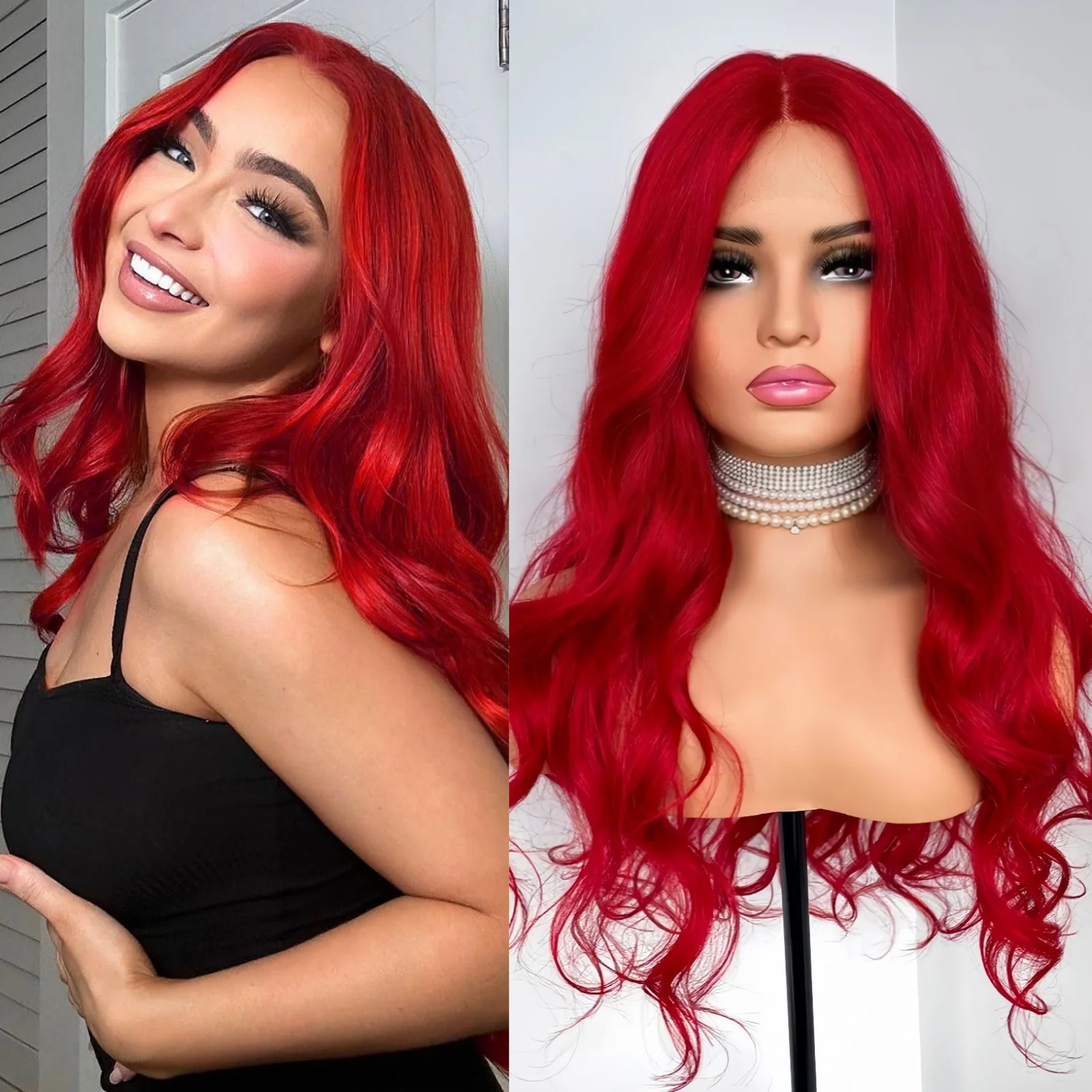 Красные парики Длинный волнистый парик для женщин Синтетическая средняя часть Натуральный вьющийся объемный волнистый парик из термостойкого волокна для повседневной вечеринки Косплей 
Красные парики Длинный волнистый парик для женщин Синтетическая средняя часть Натуральный вьющийся объемный волнистый парик из термостойкого волокна для повседневной вечеринки Косплей