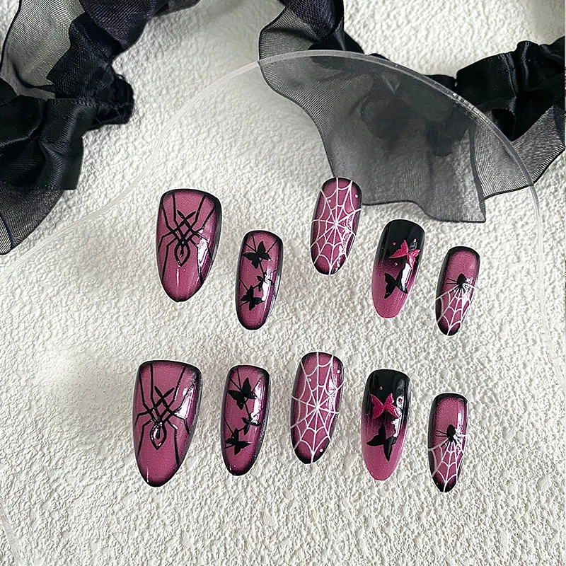 10PCS hand pressed almond shaped nails, beautiful fake nails, personalized purple spider nails, suitable for women to use
10PCS hand pressed almond shaped nails, beautiful fake nails, personalized purple spider nails, suitable for women to use