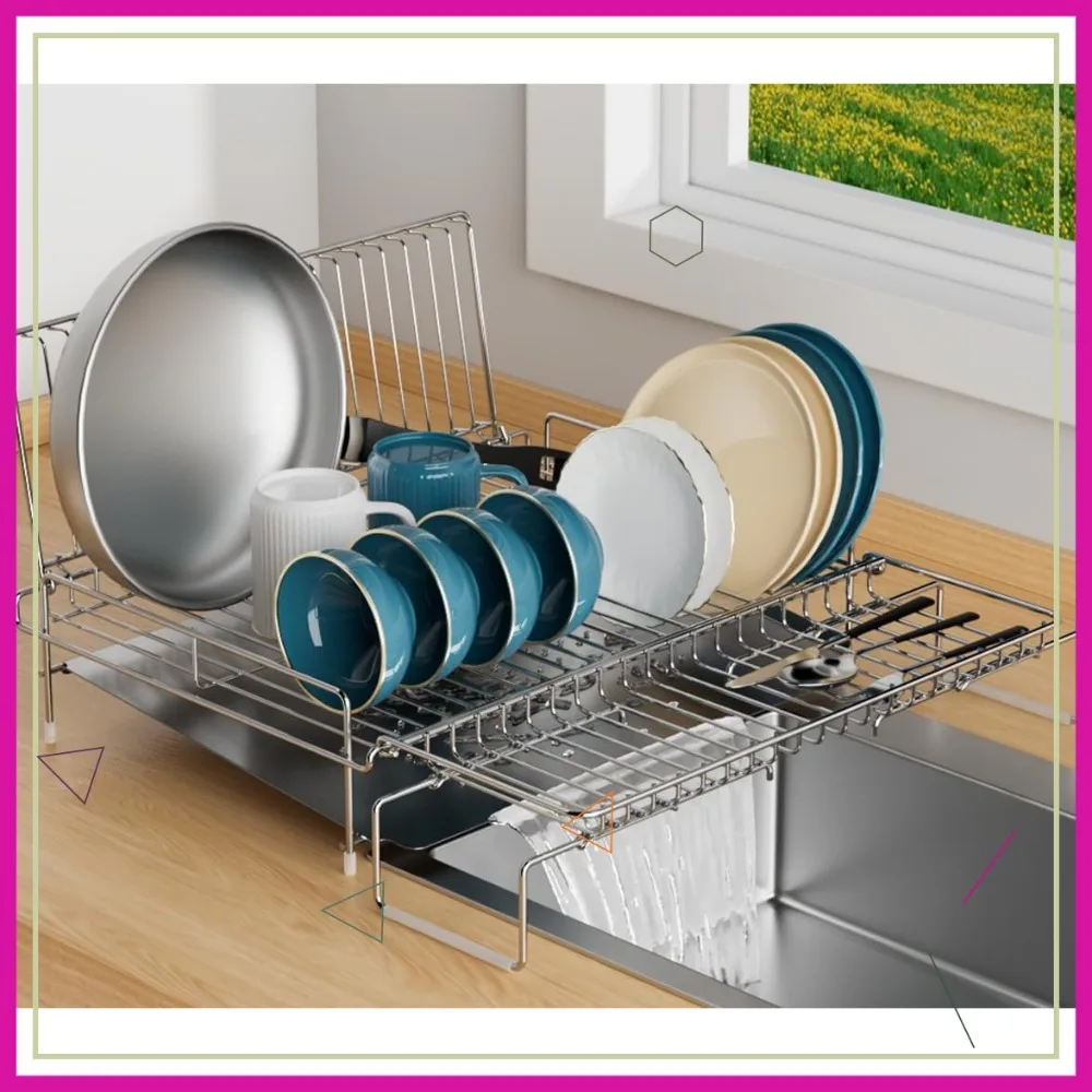 Stainless Steel Expandable Dish Drying Rack with Drain Board, Rustproof Collapsible Kitchen Organizer for Space Saving
Stainless Steel Expandable Dish Drying Rack with Drain Board, Rustproof Collapsible Kitchen Organizer for Space Saving