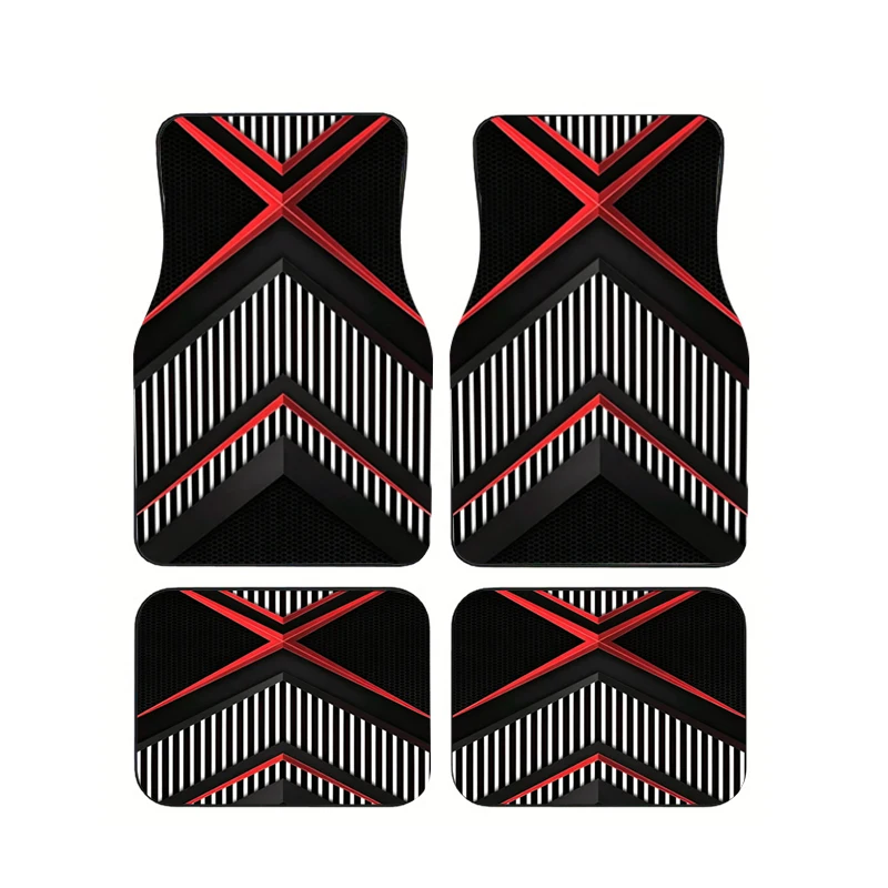 Black White Red X Chevron Stripe Car Floor Mats 4Pcs Sport Geometric Honeycomb Waterproof Non Slip Rubber Vehicle Foot Mats
Black White Red X Chevron Stripe Car Floor Mats 4Pcs Sport Geometric Honeycomb Waterproof Non Slip Rubber Vehicle Foot Mats