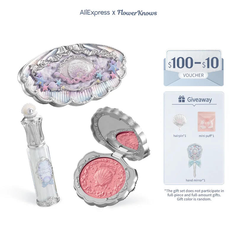 Flower Knows Shell's Jewel Collection makeup gift set include eyeshadow+lip glaze+blush
Flower Knows Shell's Jewel Collection makeup gift set include eyeshadow+lip glaze+blush