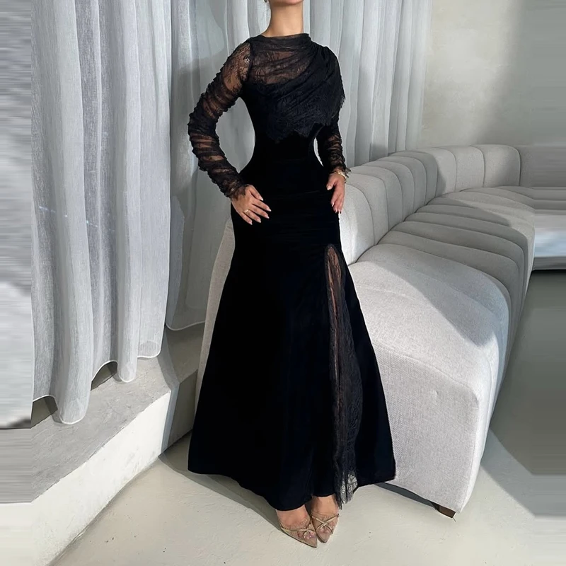 Mesh Splicing Slim Fit Prom Dress 2026 Spring New Sexy O Neck Women's Long Dress Elegant Long Sleeved Velvet Dresses Vestidos
Mesh Splicing Slim Fit Prom Dress 2026 Spring New Sexy O Neck Women's Long Dress Elegant Long Sleeved Velvet Dresses Vestidos