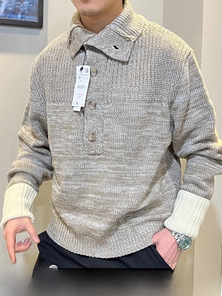 Fashionable Loose Knitted Sweater High Collar Autumn Winter Men's Casual Style Button Detail Cozy Warm Twisted Needle Work
Fashionable Loose Knitted Sweater High Collar Autumn Winter Men's Casual Style Button Detail Cozy Warm Twisted Needle Work