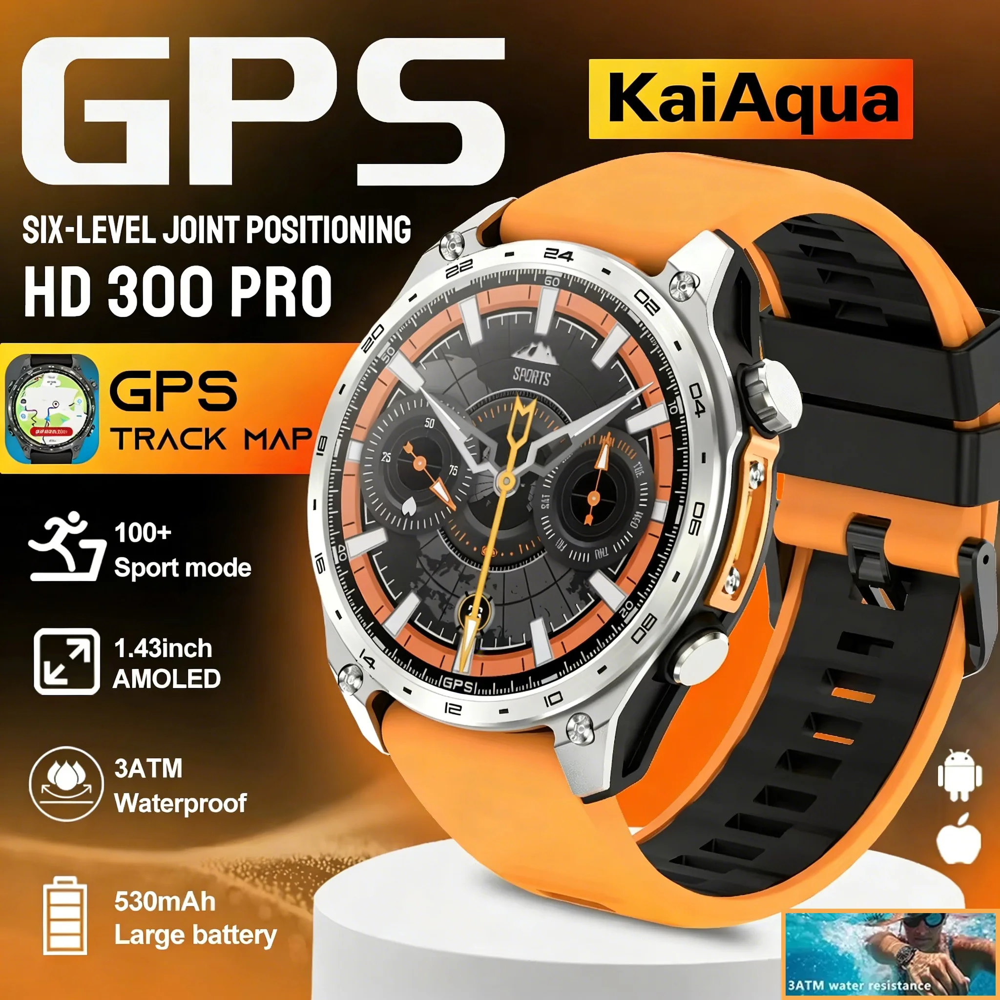 The new HD300 Pro men's smart watch AMOLDE GPS track offline map4GBmemory recorder flashlight outdoor sports fashion smart watch
The new HD300 Pro men's smart watch AMOLDE GPS track offline map4GBmemory recorder flashlight outdoor sports fashion smart watch