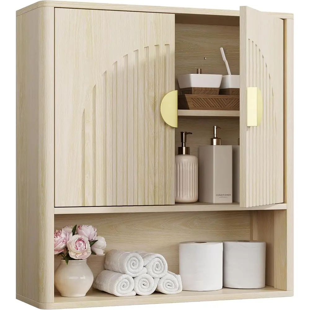 Adjustable Shelved Wooden Bathroom Wall Cabinet for Storage in Various Rooms - Natural Finish
Adjustable Shelved Wooden Bathroom Wall Cabinet for Storage in Various Rooms - Natural Finish