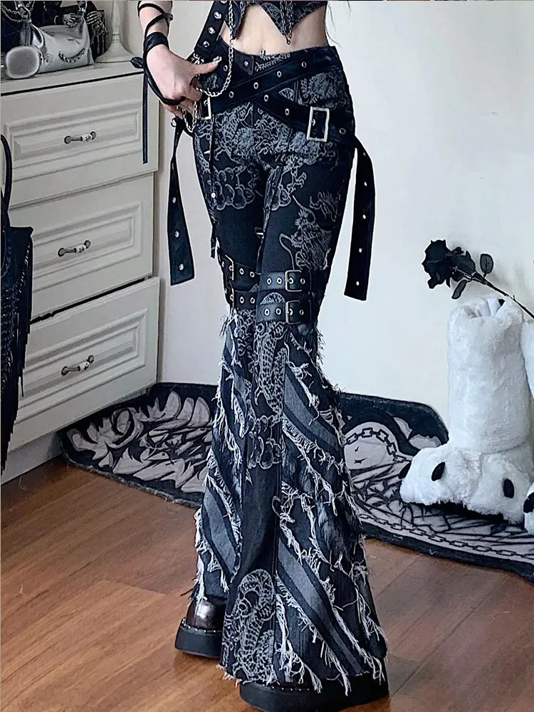 Goth Printed High Waisted Jeans Woman Clothing Street Harajuku Raw Edge Punk Vintage Women Jeans Casual Versatile Black Jeans
Goth Printed High Waisted Jeans Woman Clothing Street Harajuku Raw Edge Punk Vintage Women Jeans Casual Versatile Black Jeans