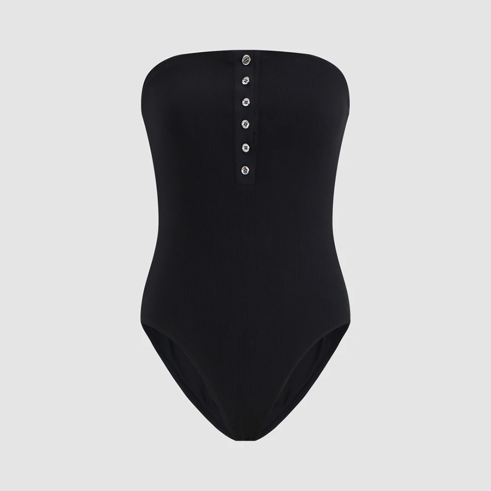 Women's Strapless Ribbed Bodysuit Buttons Decor Slim Fit Basic Black Tube Top Jumpsuit Casual Summer Bodycon Tops 2026 New Y2K
Women's Strapless Ribbed Bodysuit Buttons Decor Slim Fit Basic Black Tube Top Jumpsuit Casual Summer Bodycon Tops 2026 New Y2K