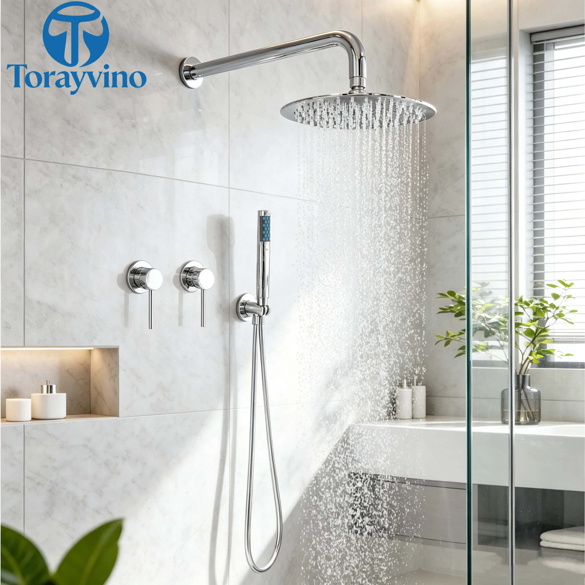 Torayvino Bathroom Chrome Shower Faucet Set With Two Rain Shower Head Outdoor Shower System Set Complete Bathtub Kit Mixer Tap
Torayvino Bathroom Chrome Shower Faucet Set With Two Rain Shower Head Outdoor Shower System Set Complete Bathtub Kit Mixer Tap