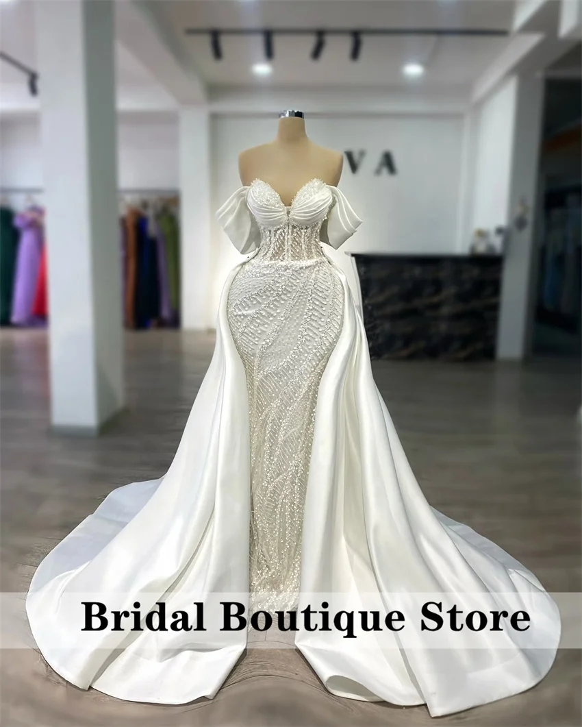 Luxury White Sweetheart Bead Crystals Mermaid Evening Dress Birthday Vestidos Fancy Clothes Long Wedding GownCustomized
Luxury White Sweetheart Bead Crystals Mermaid Evening Dress Birthday Vestidos Fancy Clothes Long Wedding GownCustomized