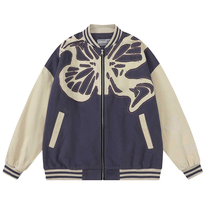 American Retro Color Blocking Patch Butterfly Baseball Uniform Spring Autumn Couple Loose Sleeve Color Matching Casual Jacket
American Retro Color Blocking Patch Butterfly Baseball Uniform Spring Autumn Couple Loose Sleeve Color Matching Casual Jacket
