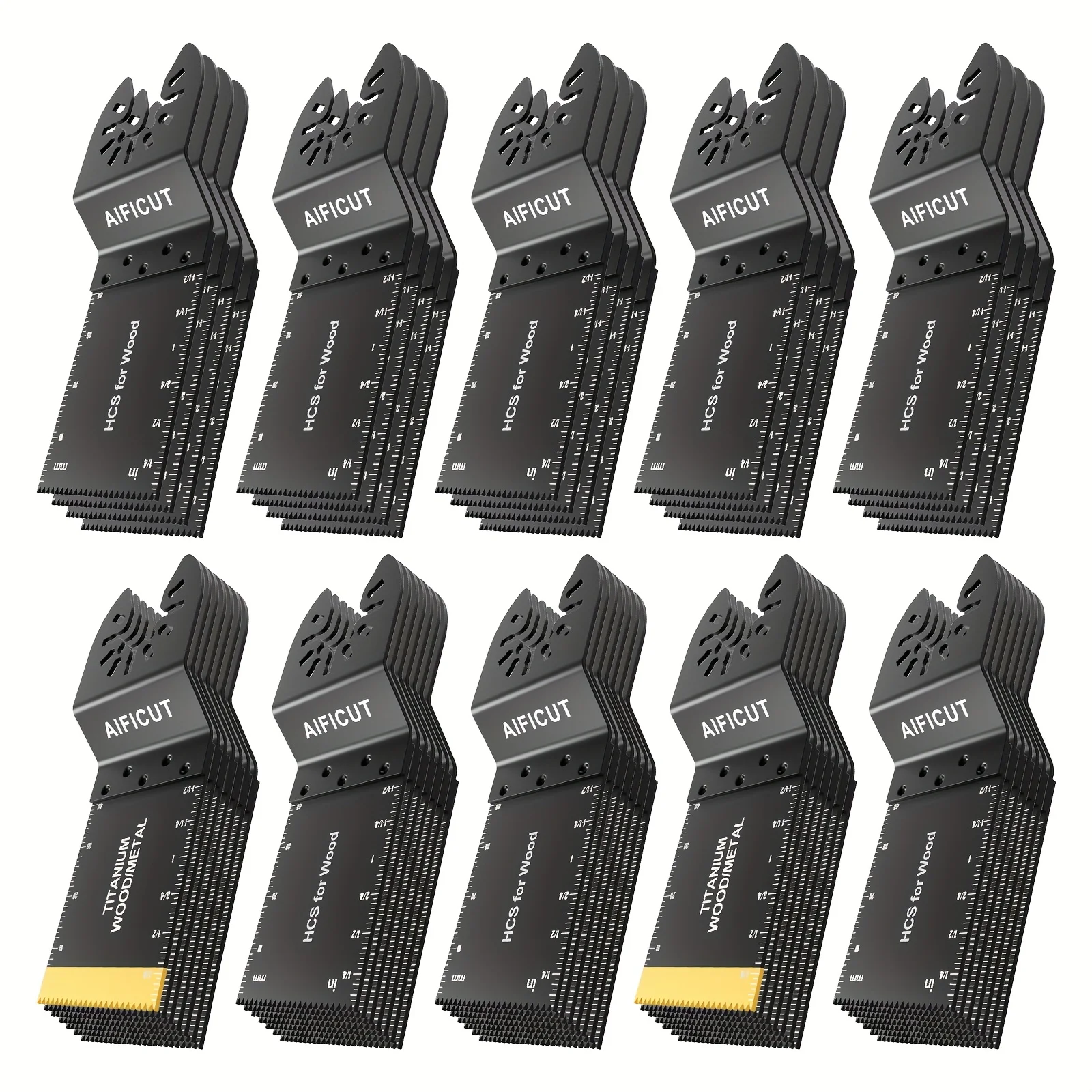 AIFICUT 55pcs Oscillating Saw Blades, Universal Titanium Oscillating Tool Blades For Wood, Plastic And Metal, Multi Tool Blades Kits Fit Most Models
AIFICUT 55pcs Oscillating Saw Blades, Universal Titanium Oscillating Tool Blades For Wood, Plastic And Metal, Multi Tool Blades Kits Fit Most Models