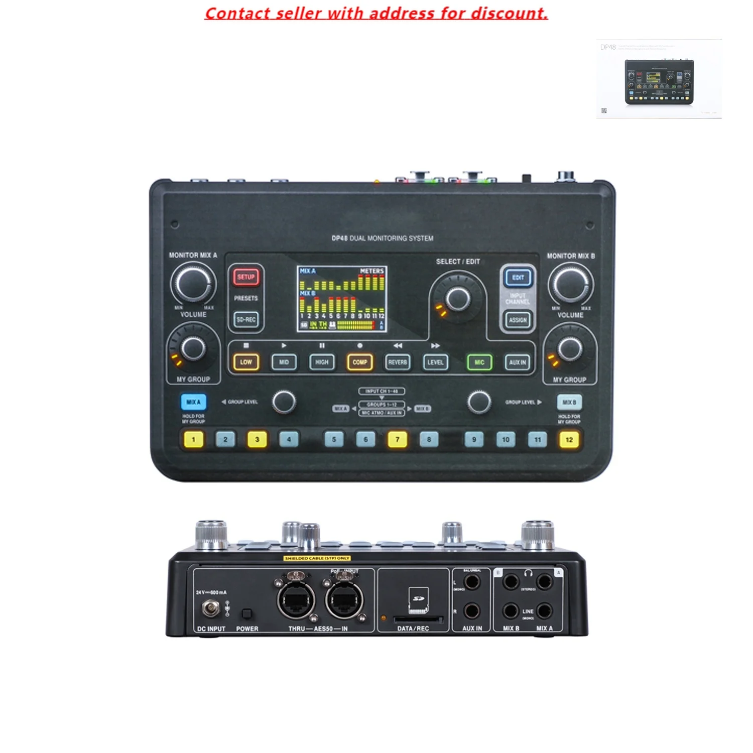 DP48 Dual 48 Channel Personal Monitor Mixer With SD Card Recorder Stereo Ambience Microphone And Remote Powering
DP48 Dual 48 Channel Personal Monitor Mixer With SD Card Recorder Stereo Ambience Microphone And Remote Powering