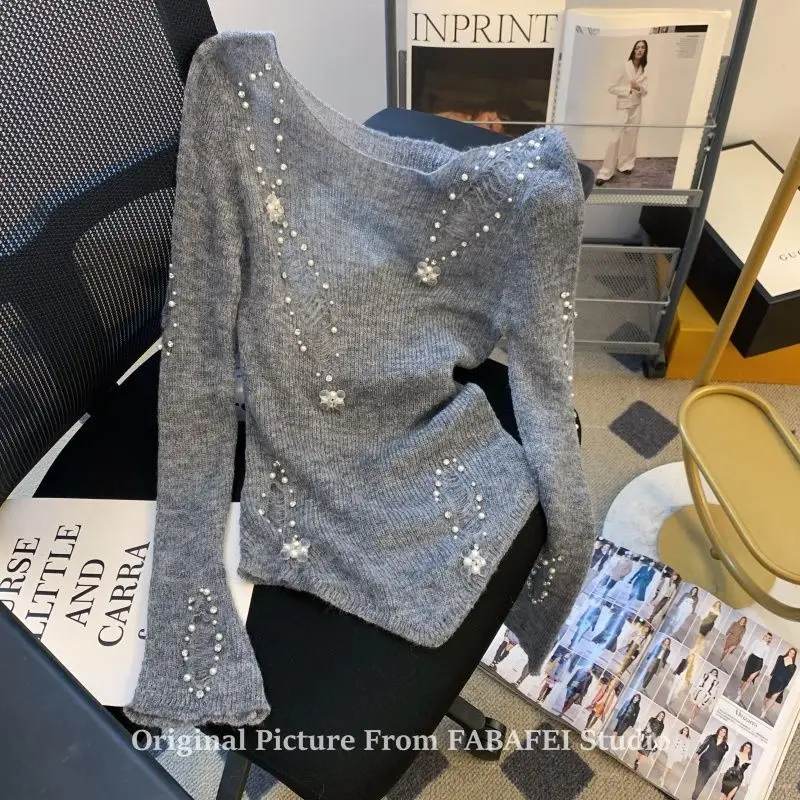 Spring Autumn New Fashion Beading Hollow Out Knitted Pullovers Women's Slim O-neck Elegant Flare Sleeve Vintage Thin Sweaters 
Spring Autumn New Fashion Beading Hollow Out Knitted Pullovers Women's Slim O-neck Elegant Flare Sleeve Vintage Thin Sweaters
