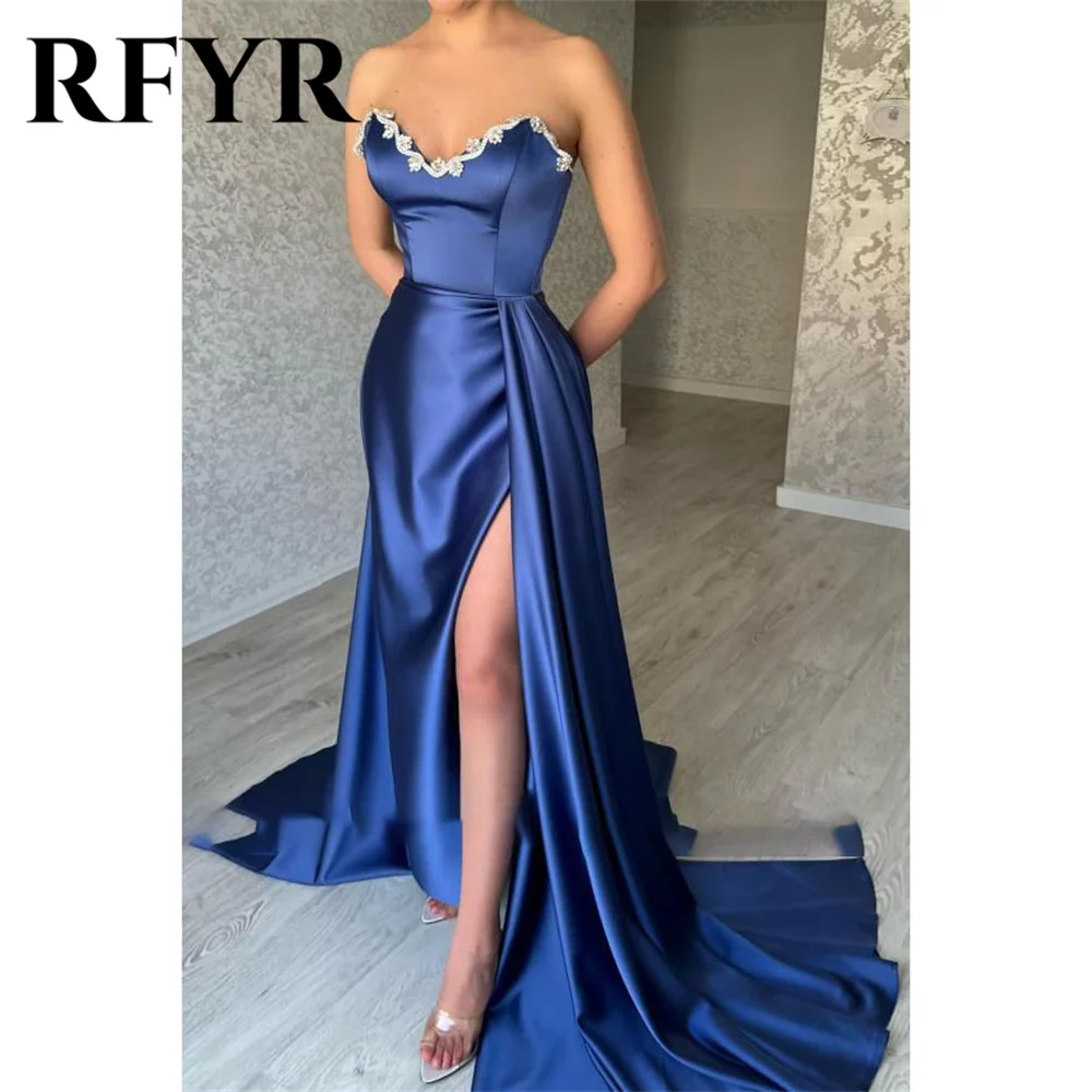 RFYR Royal Blue Mermaid Evening Gown Soft Stain Elegant Prom Dress Sweetheart Beaded Evening Dress robes de soirée Customized
RFYR Royal Blue Mermaid Evening Gown Soft Stain Elegant Prom Dress Sweetheart Beaded Evening Dress robes de soirée Customized