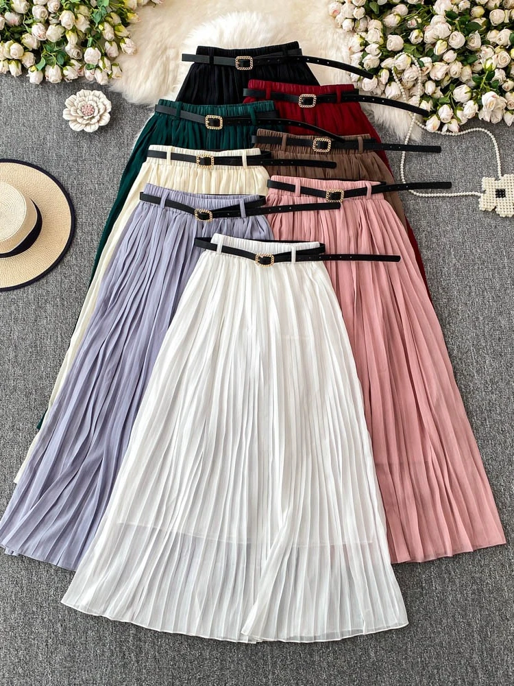 Модная универсальная однотонная плиссированная юбка макси. Летние женские юбки. Узкая эластичная юбка А-силуэта с высокой талией и поясом.
Модная универсальная однотонная плиссированная юбка макси. Летние женские юбки. Узкая эластичная юбка А-силуэта с высокой талией и поясом.