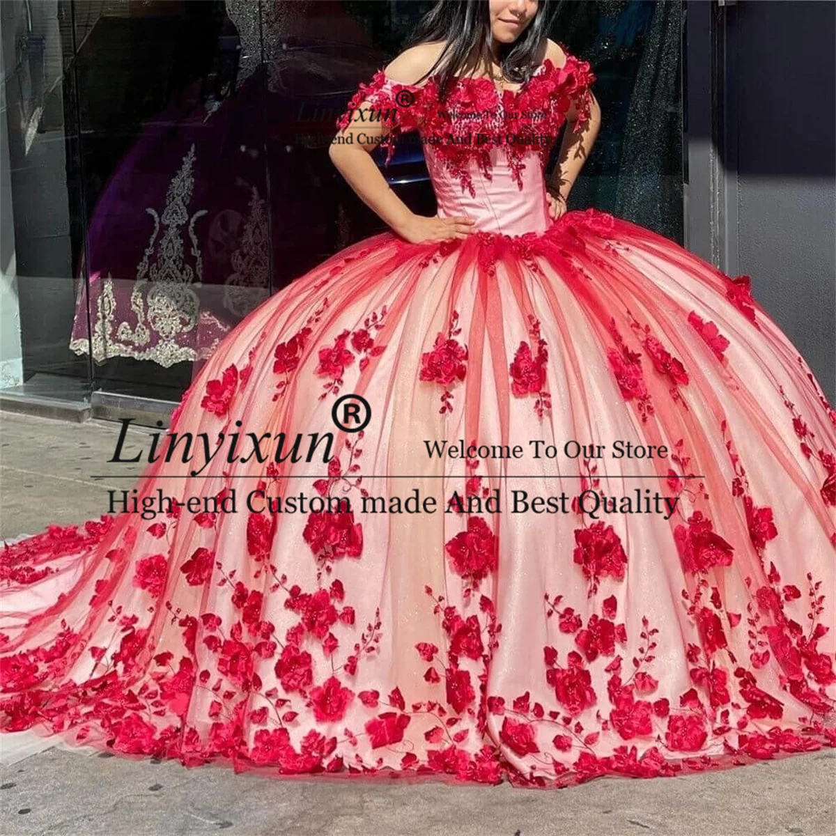 Ball Gown 3D Flowers Quinceanera Dresses Off The Shoulder Lace pornos de 15 años Lace-Up Court Train Sweet 16 Party Dress
Ball Gown 3D Flowers Quinceanera Dresses Off The Shoulder Lace pornos de 15 años Lace-Up Court Train Sweet 16 Party Dress