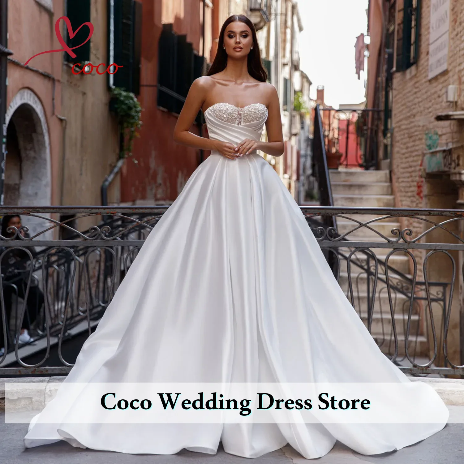 Customized Ball Gown Satin Wedding Dresses Long Bride Sweetheart Neckline Puffy Beading Pearls Bridal Dresses Gowns
Customized Ball Gown Satin Wedding Dresses Long Bride Sweetheart Neckline Puffy Beading Pearls Bridal Dresses Gowns