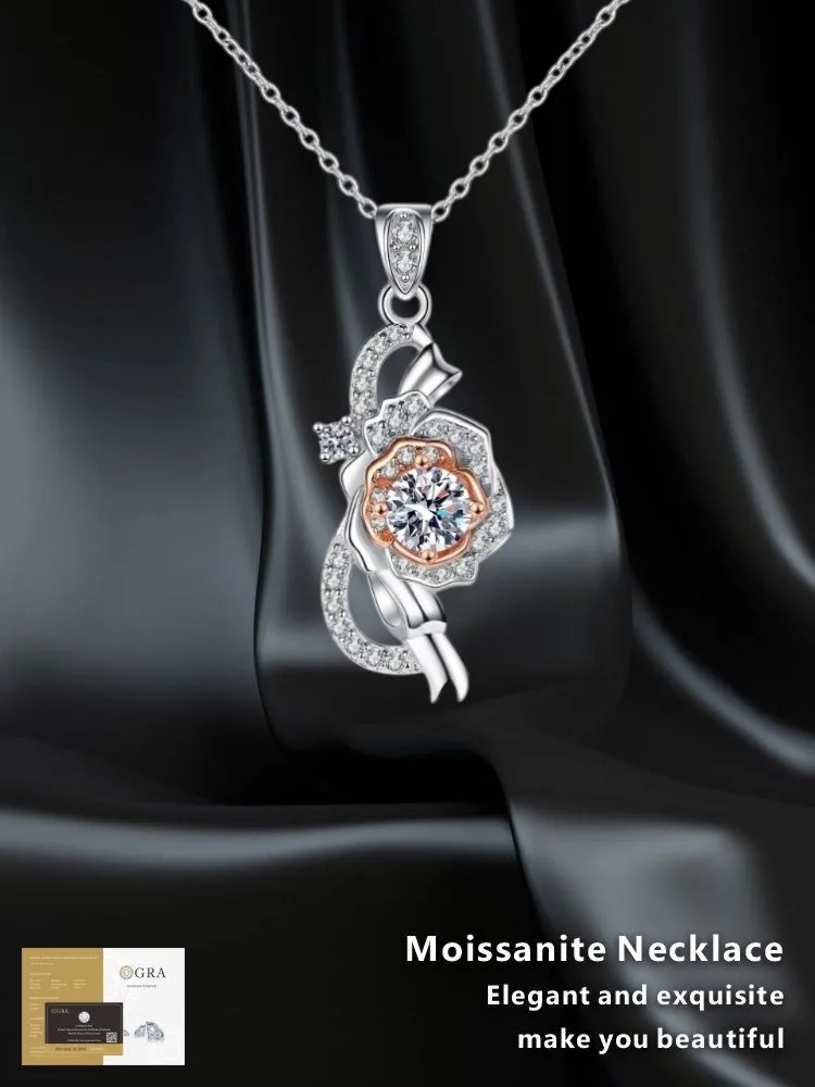 Moissanite Sterling 925 Silver GRA Certified Fashion A Rose Collarbone Chain Pendant Necklace
Moissanite Sterling 925 Silver GRA Certified Fashion A Rose Collarbone Chain Pendant Necklace