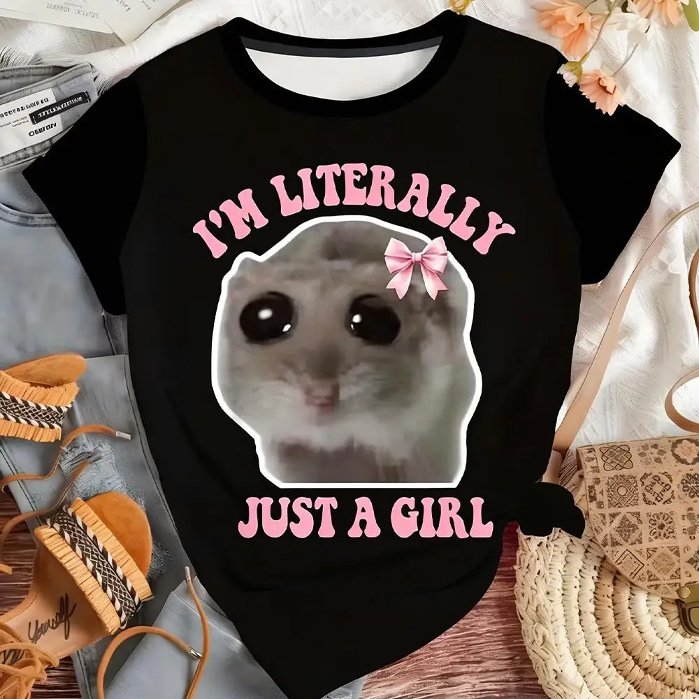 I'm Literally Just A Girl Meme T-Shirt Women Y2K Cute Bow Funny Hamster O-neck Graphic Tee Harajuku Casual Short Sleeve Tops
I'm Literally Just A Girl Meme T-Shirt Women Y2K Cute Bow Funny Hamster O-neck Graphic Tee Harajuku Casual Short Sleeve Tops