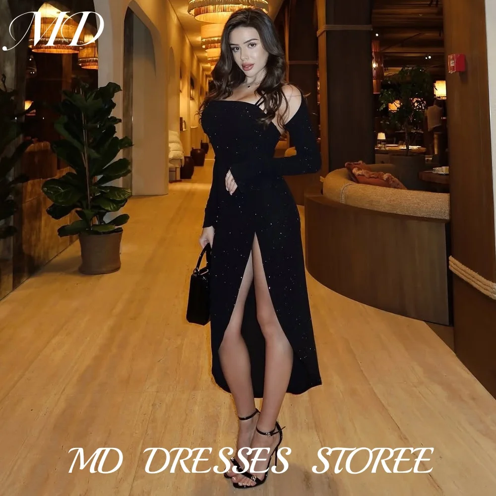 MD Fascinating Spaghetti Strap Shinny Evening Gown Long Sleeve Side High Slit vestidos Sexy Prom Gown Tea-Length Customized 2025
MD Fascinating Spaghetti Strap Shinny Evening Gown Long Sleeve Side High Slit vestidos Sexy Prom Gown Tea-Length Customized 2025