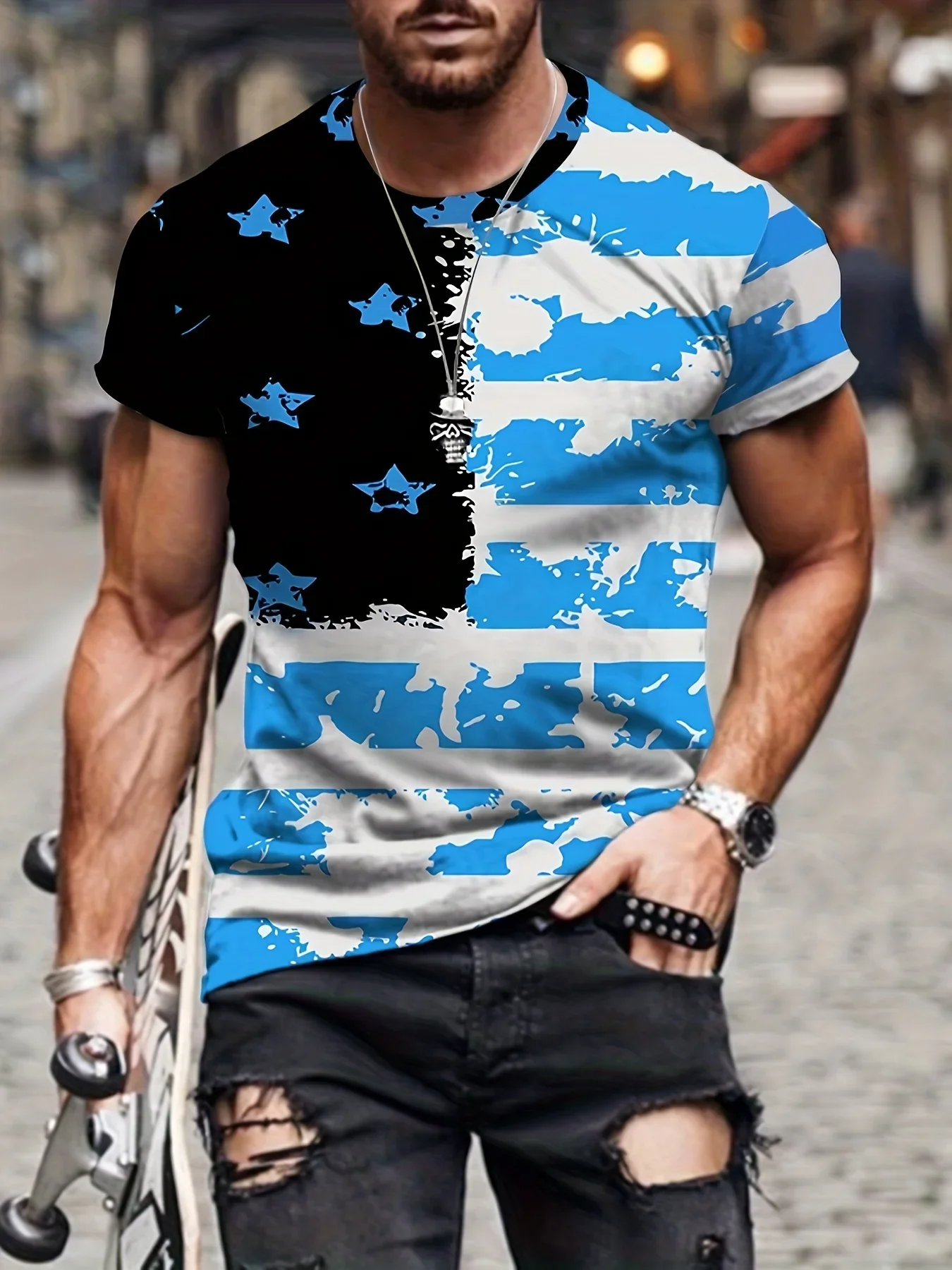 Fashion American Summer T-shirt 3D printed Flag short-sleeved shirt Oversized men's summer breathable men's clothing top T-shirt
Fashion American Summer T-shirt 3D printed Flag short-sleeved shirt Oversized men's summer breathable men's clothing top T-shirt