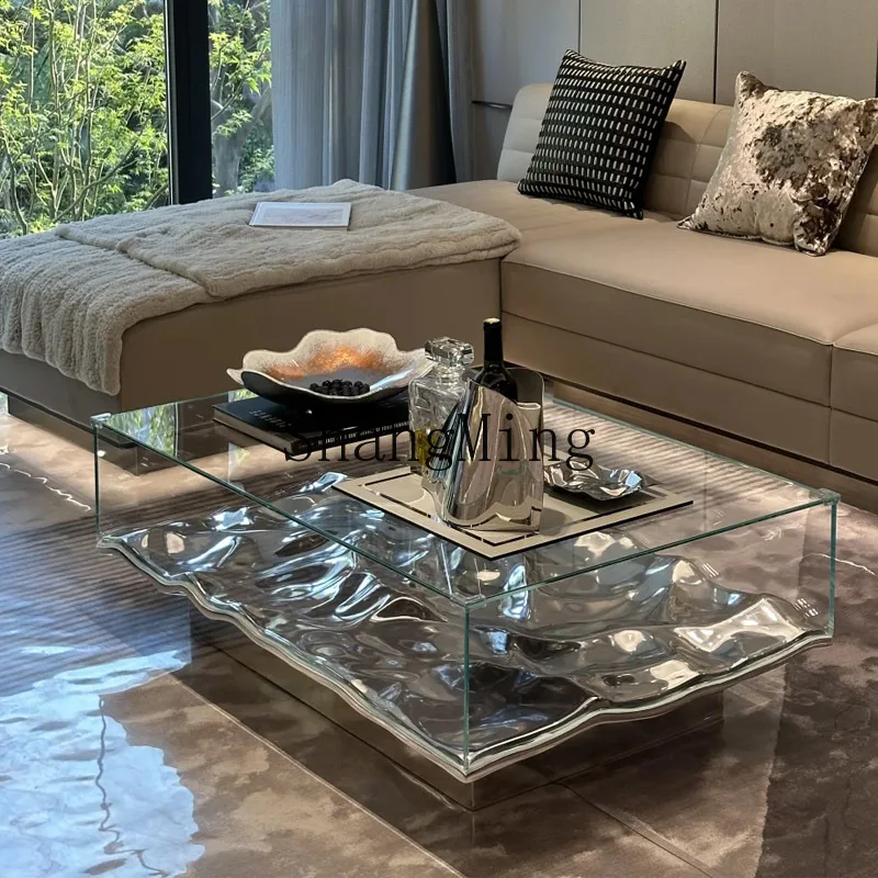 CL wave coffee table water ripple transparent glass cover rectangular reception table model room
CL wave coffee table water ripple transparent glass cover rectangular reception table model room