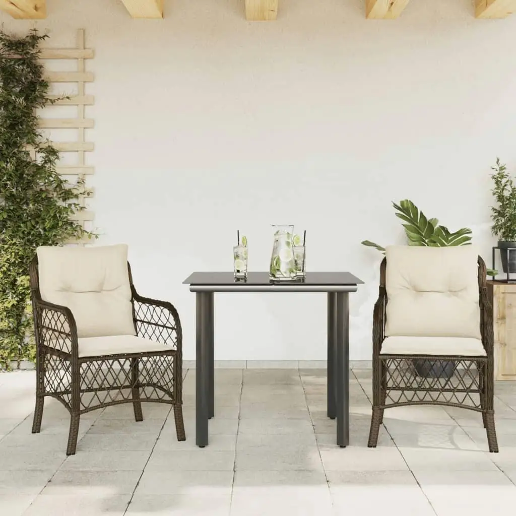 Elegant 3-Piece Brown Poly Rattan Bistro Set with Cushions for Outdoor Dining
Elegant 3-Piece Brown Poly Rattan Bistro Set with Cushions for Outdoor Dining