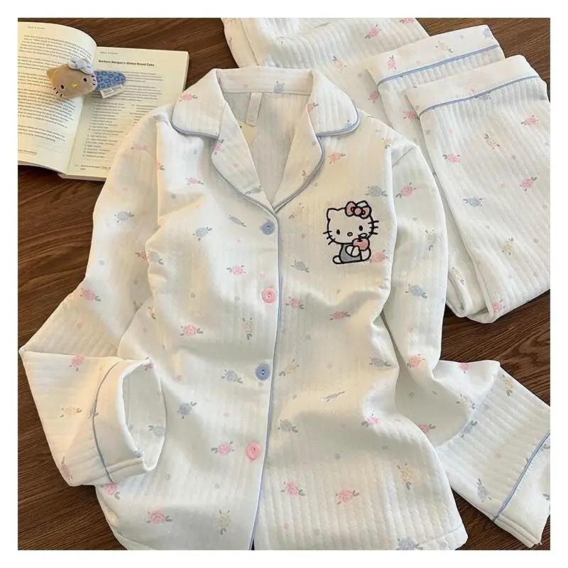 Пижамный комплект Sanrio Hello Kitty, теплый пижамный комплект с героями мультфильмов на осень и зиму, утепленная домашняя одежда, комплект для отдыха на открытом воздухе для девочек, комплект ночной одежды
Пижамный комплект Sanrio Hello Kitty, теплый пижамный комплект с героями мультфильмов на осень и зиму, утепленная домашняя одежда, комплект для отдыха на открытом воздухе для девочек, комплект ночной одежды