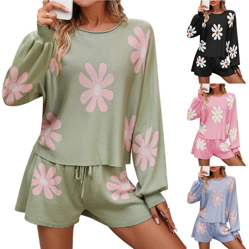 Women's 2 Piece Outfits 2023 Winter Long Sleeve Neck Knit Pullover and Shorts Sweater Pajama Sets Casual Loungewear
Women's 2 Piece Outfits 2023 Winter Long Sleeve Neck Knit Pullover and Shorts Sweater Pajama Sets Casual Loungewear