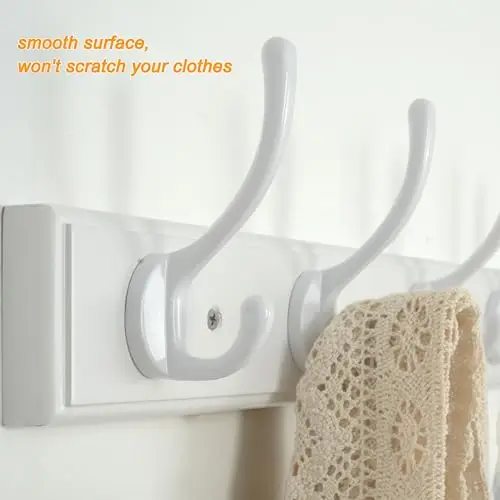 Wall Mounted Coat Rack With 10 Hooks, 38.25 Inch Long, Bamboo Base And Metal Hooks, White
Wall Mounted Coat Rack With 10 Hooks, 38.25 Inch Long, Bamboo Base And Metal Hooks, White