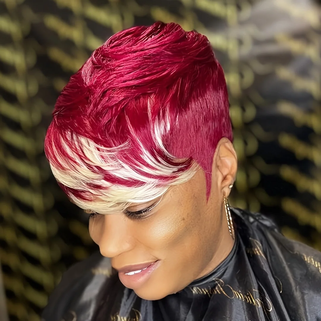 Pixie Cut Short Wig Brazilian Human Hair with Bangs, 150% Density Machine Made Wig for Women
Pixie Cut Short Wig Brazilian Human Hair with Bangs, 150% Density Machine Made Wig for Women