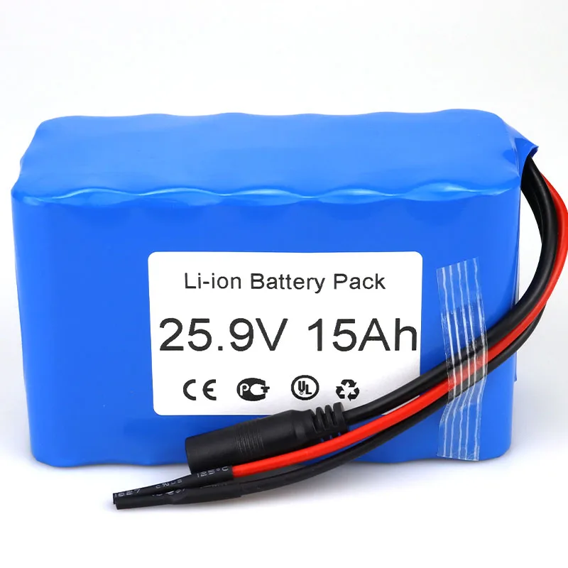25.9V 15Ah E-Bike Battery pack Li-ion Battery 7S3P Battery pack wires + DC5521 Connector
25.9V 15Ah E-Bike Battery pack Li-ion Battery 7S3P Battery pack wires + DC5521 Connector