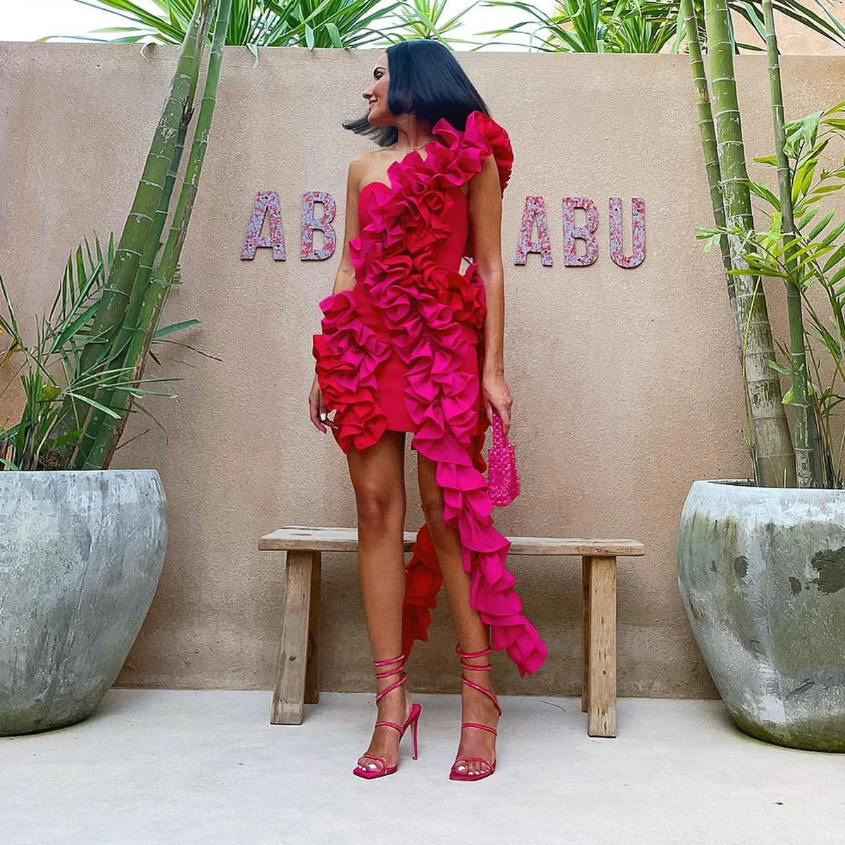 Trendy Fuchsia Ruffles Trimmed Mini Dresses To Proposal Birthday Party One Shoulder Stretchy Short Women Dresses
Trendy Fuchsia Ruffles Trimmed Mini Dresses To Proposal Birthday Party One Shoulder Stretchy Short Women Dresses