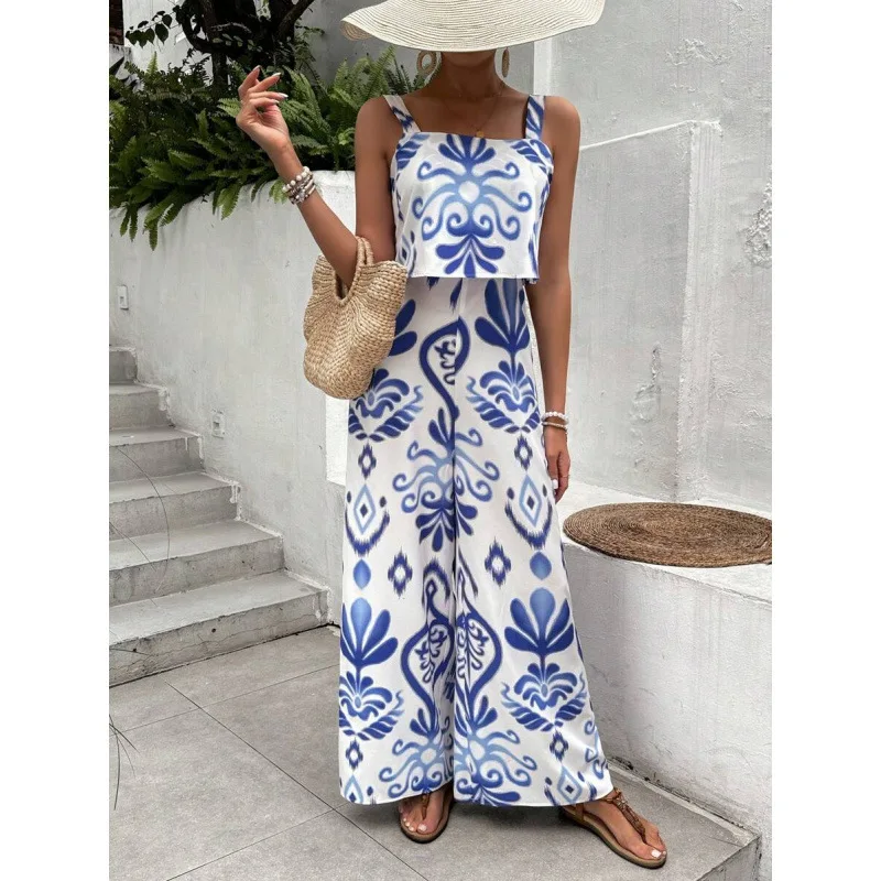 Floral Print Vest Jumpsuit Women's Fashion Ensemble Spring Season Four Seasons Wear Comfortable Breathable Quality Material
Floral Print Vest Jumpsuit Women's Fashion Ensemble Spring Season Four Seasons Wear Comfortable Breathable Quality Material