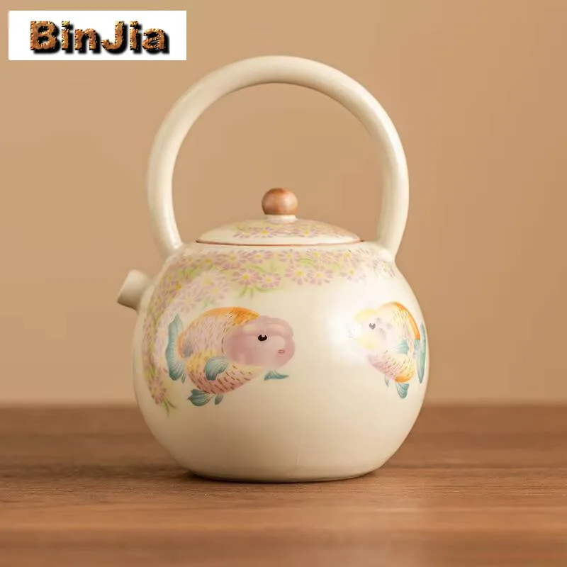 250 мл элитный фарфоровый чайник Ru Kiln, элегантный горшок с золотой рыбкой и высокой ручкой, чайник, женская чайная посуда, аксессуары для рукоделия
250 мл элитный фарфоровый чайник Ru Kiln, элегантный горшок с золотой рыбкой и высокой ручкой, чайник, женская чайная посуда, аксессуары для рукоделия