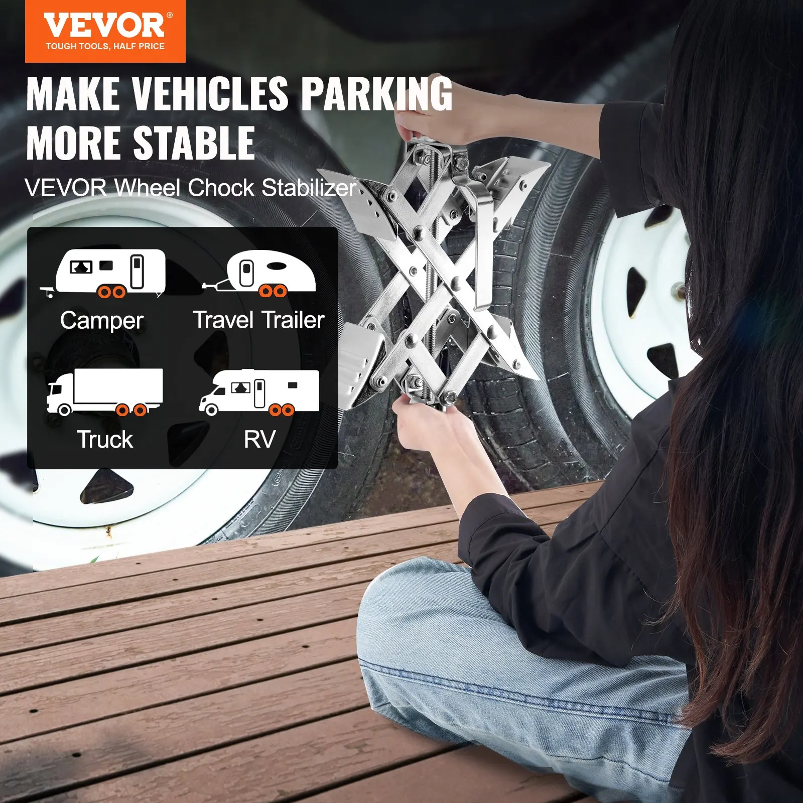 Camper Wheel Chock Stabilizer, X-shaped RV Stabilizer Wheel Chock, Fit For Tire Space, 2 Sets Of Wheel Chocks With Ratchet
Camper Wheel Chock Stabilizer, X-shaped RV Stabilizer Wheel Chock, Fit For Tire Space, 2 Sets Of Wheel Chocks With Ratchet