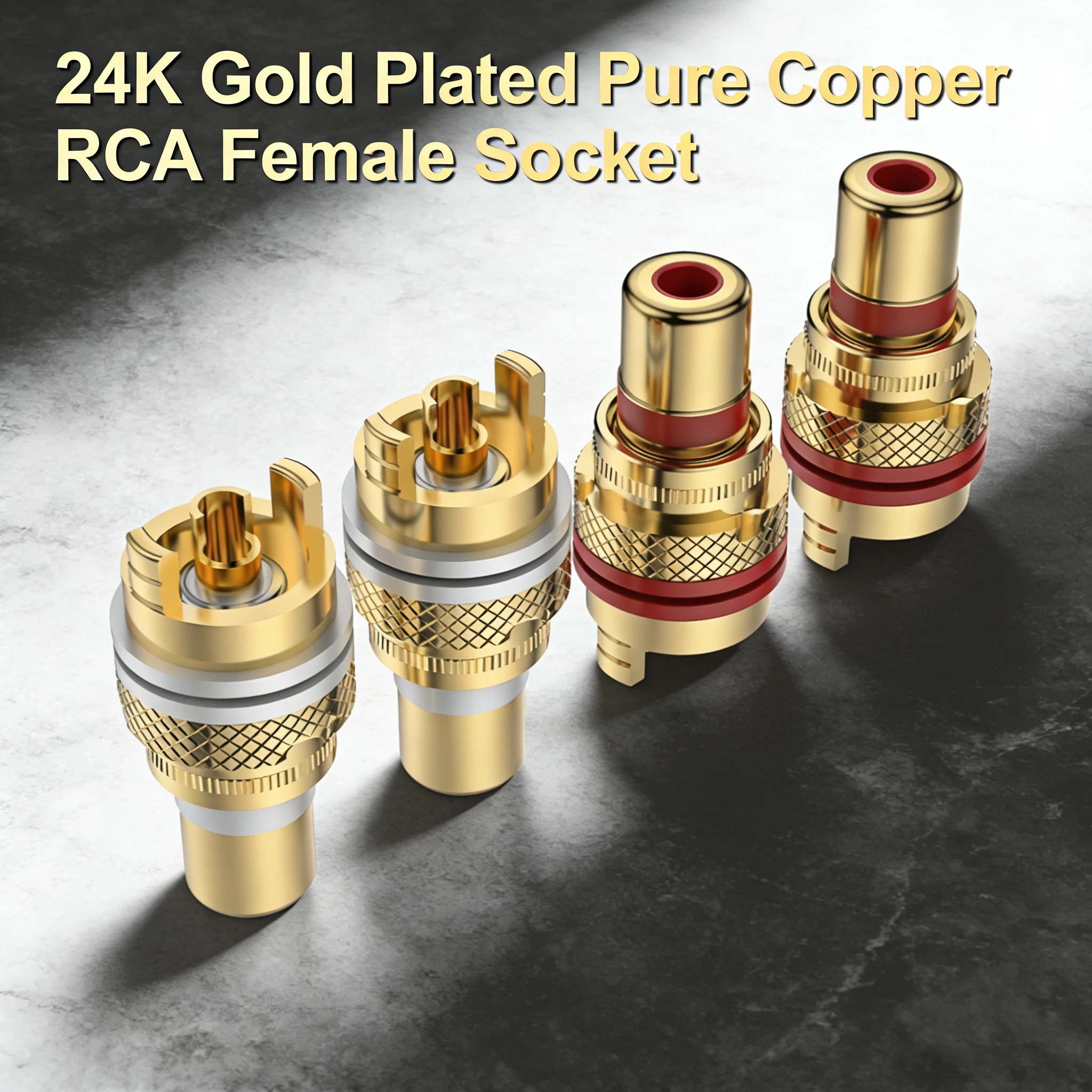 High-End 24K Gold-Plated Pure Copper RCA Female Jack, Non-Magnetic Chassis Mount Connector for HiFi Audio Video Amplifier
High-End 24K Gold-Plated Pure Copper RCA Female Jack, Non-Magnetic Chassis Mount Connector for HiFi Audio Video Amplifier