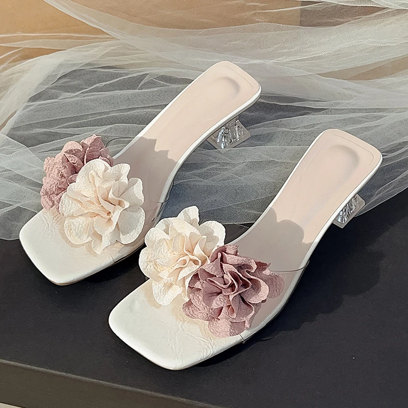 Flip-flops for Women Summer Wear Flower Clear Crystal Block Heel High Heels Square Toe Fairy Open Toe Sandals and Slippers
Flip-flops for Women Summer Wear Flower Clear Crystal Block Heel High Heels Square Toe Fairy Open Toe Sandals and Slippers