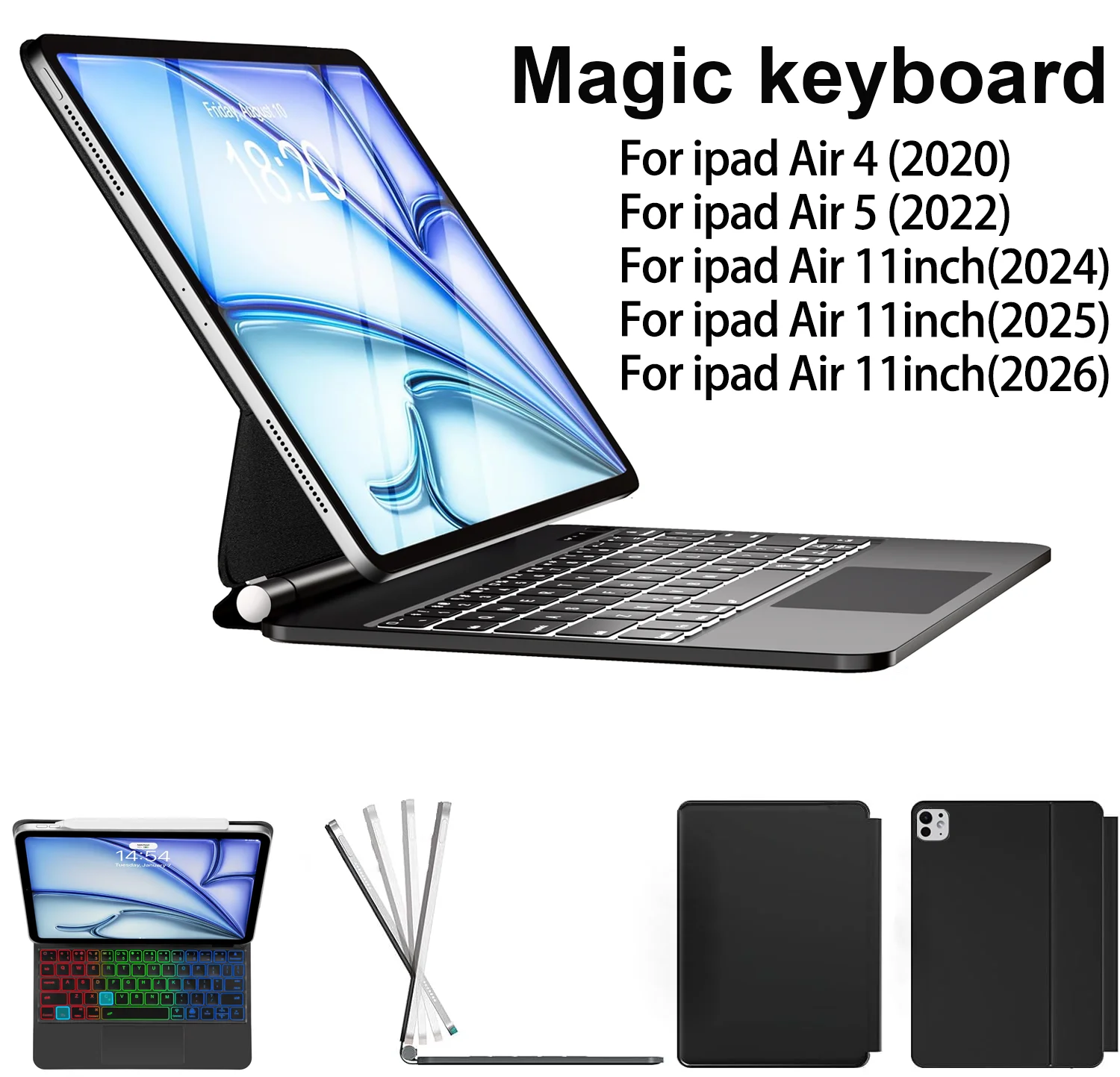 Magic Keyboard Case for iPad Air 11-inch M4 2026 A3459 A3460 Air11 M3 2025 A3266 M2 Air 4 5 10.9 4th 5th Generation Air5 Air4
Magic Keyboard Case for iPad Air 11-inch M4 2026 A3459 A3460 Air11 M3 2025 A3266 M2 Air 4 5 10.9 4th 5th Generation Air5 Air4