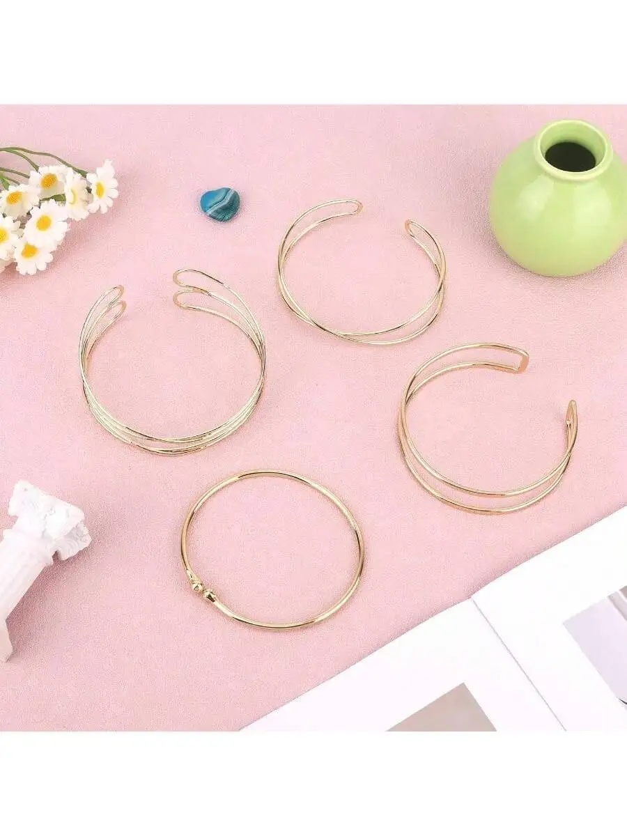 4pcs Adjustable Arm Cuff Bracelets Set Minimalist Gold Tone Cuff Bangle For Women Party Wedding
4pcs Adjustable Arm Cuff Bracelets Set Minimalist Gold Tone Cuff Bangle For Women Party Wedding