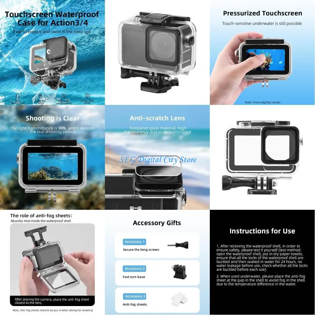 U75B 40m/131ft Waterproof Case for Action 3 4 Camera Clear Acrylic Underwater Housing
U75B 40m/131ft Waterproof Case for Action 3 4 Camera Clear Acrylic Underwater Housing
