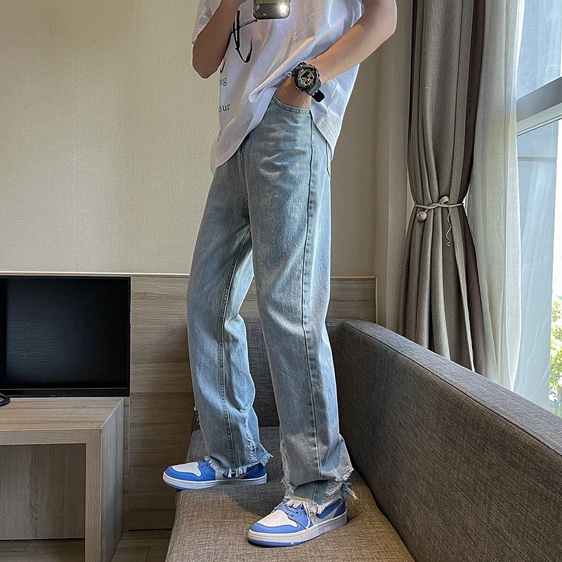 Ripped jeans men's loose straight chic summer thin casual pants with raw edges Monkey Wash high street hip-hop wide-leg pants
Ripped jeans men's loose straight chic summer thin casual pants with raw edges Monkey Wash high street hip-hop wide-leg pants