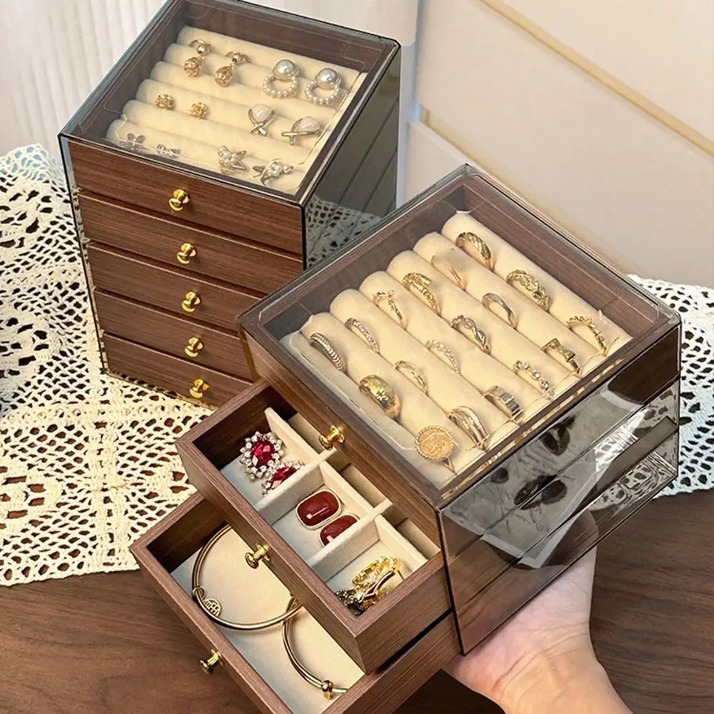 Large Capacity Jewelry Storage Box 3/5 Layers Detachable Layers Wooden Walnut Grain Jewelry Box Dust-proof Simple
Large Capacity Jewelry Storage Box 3/5 Layers Detachable Layers Wooden Walnut Grain Jewelry Box Dust-proof Simple