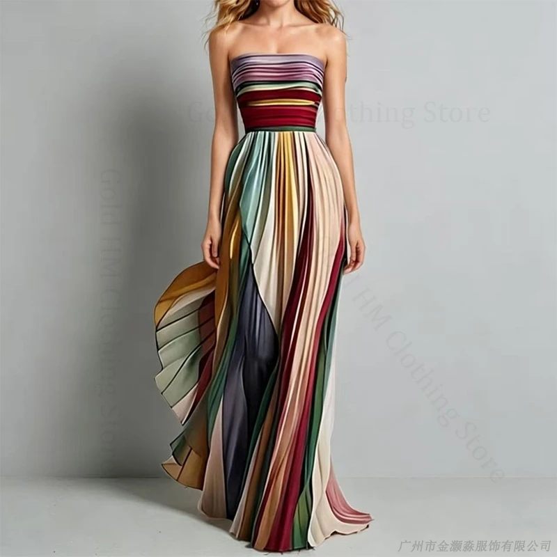 Women's Fashionable A-line Backless Sexy Strapless Printed Multicolor Beachwear Comfortable Strapless Elegant Long Skirt Dress
Women's Fashionable A-line Backless Sexy Strapless Printed Multicolor Beachwear Comfortable Strapless Elegant Long Skirt Dress