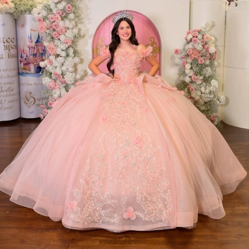 Розовые блестящие платья Quinceanera, бальное платье с открытыми плечами, аппликация, цветок, бисер, кристалл, тюль, вечерние, день рождения, милое платье 16,
Розовые блестящие платья Quinceanera, бальное платье с открытыми плечами, аппликация, цветок, бисер, кристалл, тюль, вечерние, день рождения, милое платье 16,